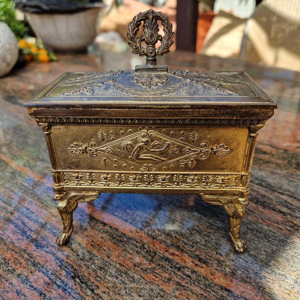 Oud brocante antiek frans sieradenkistje boudoir shabby chic, Antiek en Kunst, Curiosa en Brocante, Ophalen of Verzenden