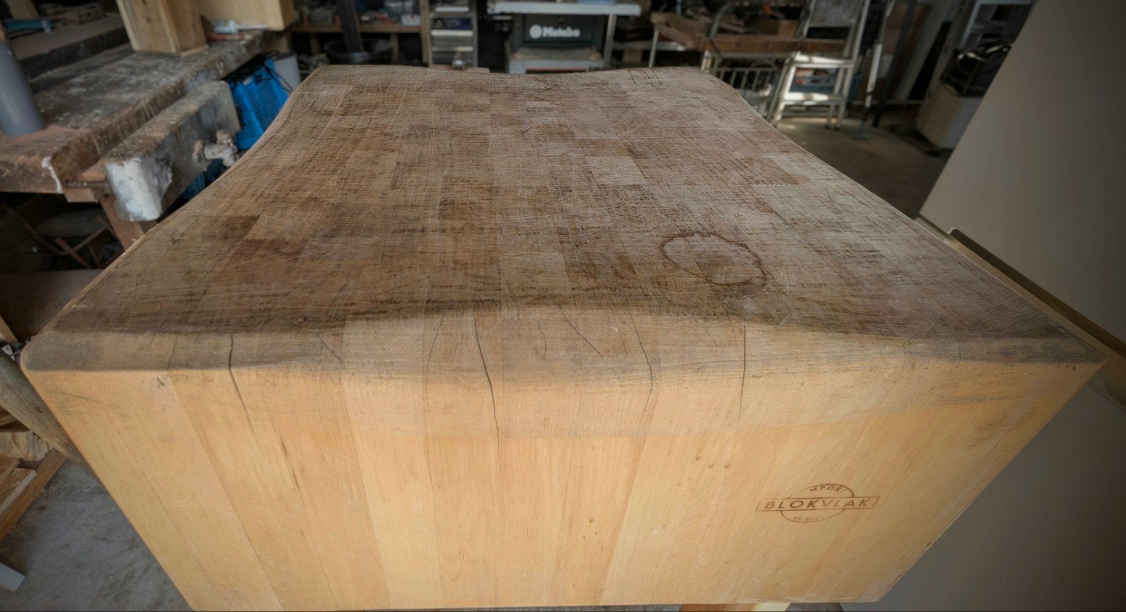 Slagers hakblok 70x70x37 met onderstel op wielen, Ophalen, Gebruikt, Hout