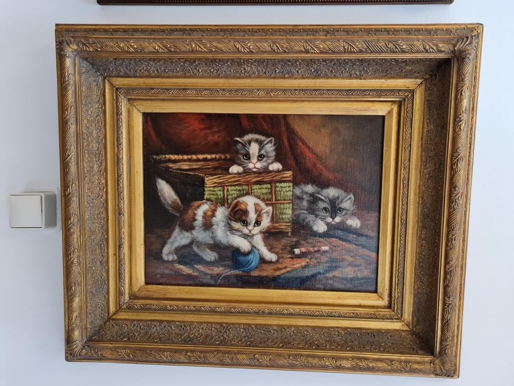 Poezen schilderij, Antiek en Kunst, Kunst | Schilderijen | Klassiek, Ophalen