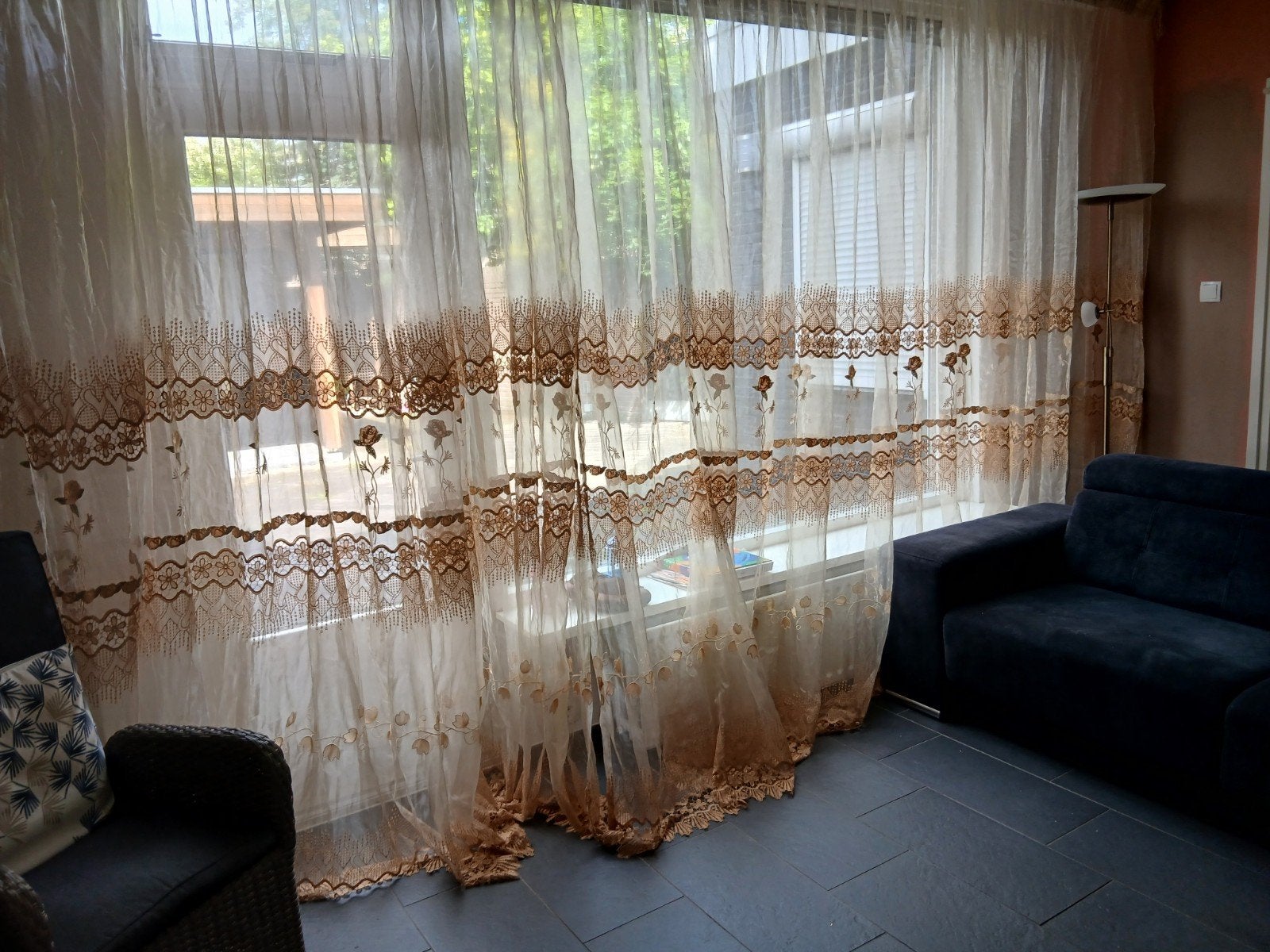 2  mooie Gordijn 270x270, Huis en Inrichting, Stoffering | Gordijnen en Lamellen, Gordijn, Goud, Ophalen, 270 cm