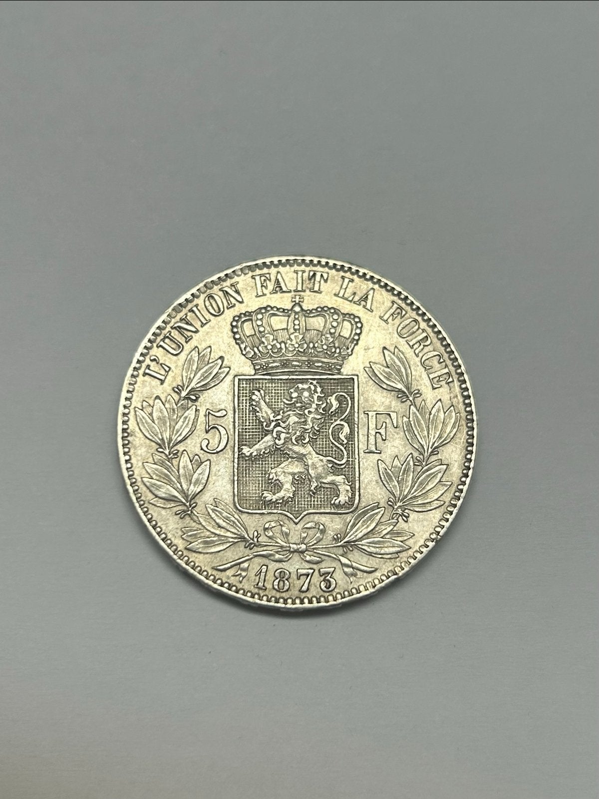 Zilveren 5 Frank munt Leopold II België 1873, Postzegels en Munten, Ophalen of Verzenden, Zilver, Losse munt