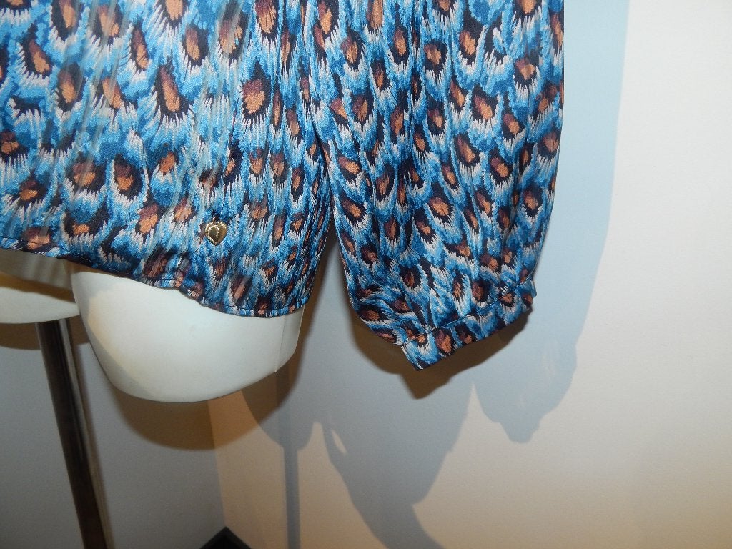 Fabienne Chapot mooie blouse bonte print koele kleuren 40, Maat 38/40 (M), Zo goed als nieuw, Fabienne Chapot, Meerkleurig