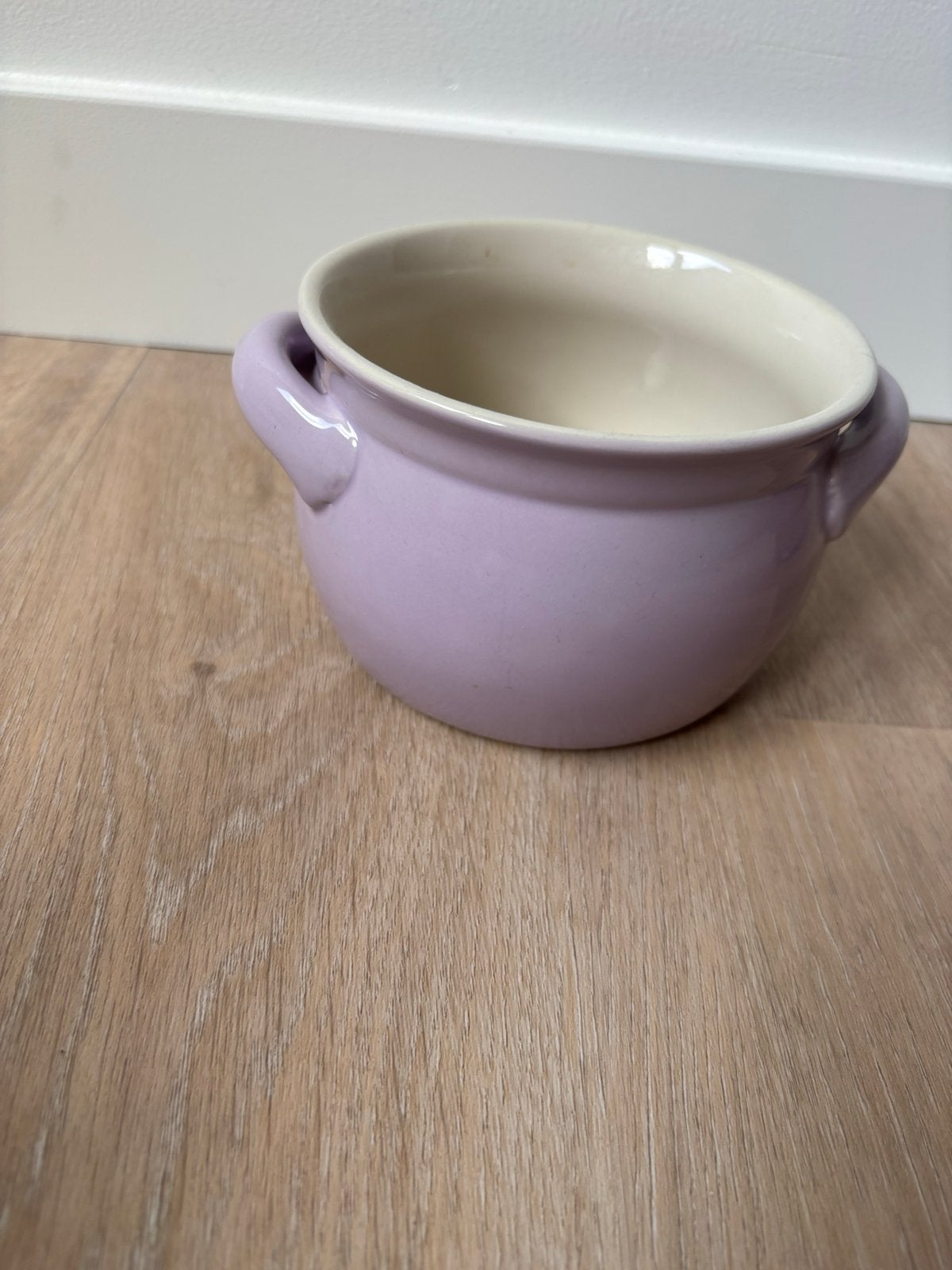 Lila grespotje net twee andere lila vaasjes/potjes, Huis en Inrichting, Ophalen of Verzenden, Gebruikt, Overige kleuren