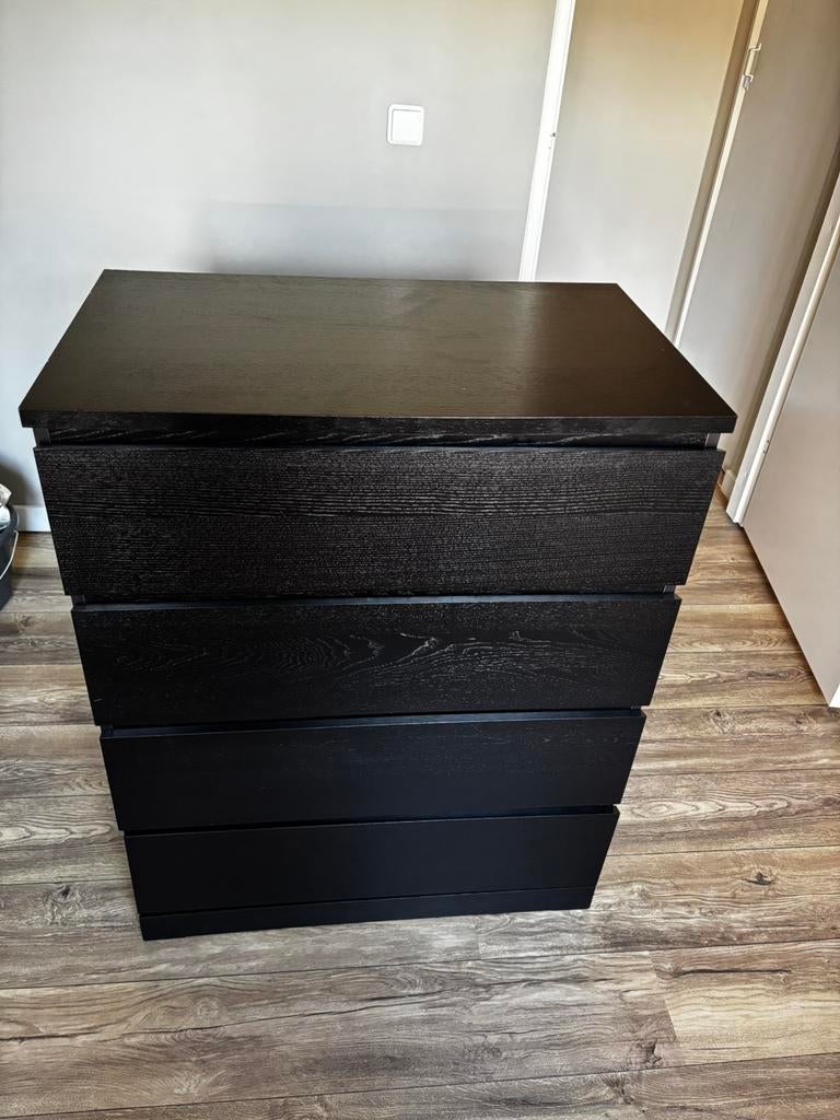 MALM ladekast - 4 lades zwart, Ophalen, 50 tot 100 cm, Zo goed als nieuw, 3 of 4 laden