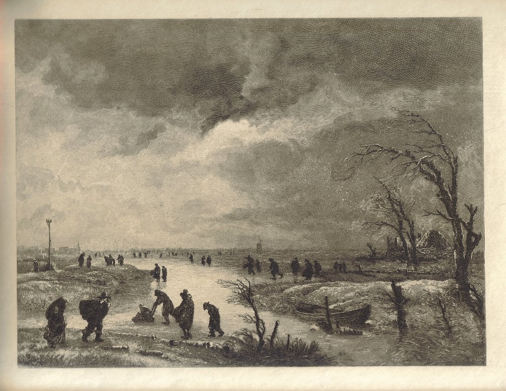 Petrus Johannes Arendzen ets aquatint "IJspret", Ophalen, 1800 - 1899, Ets, Origineel