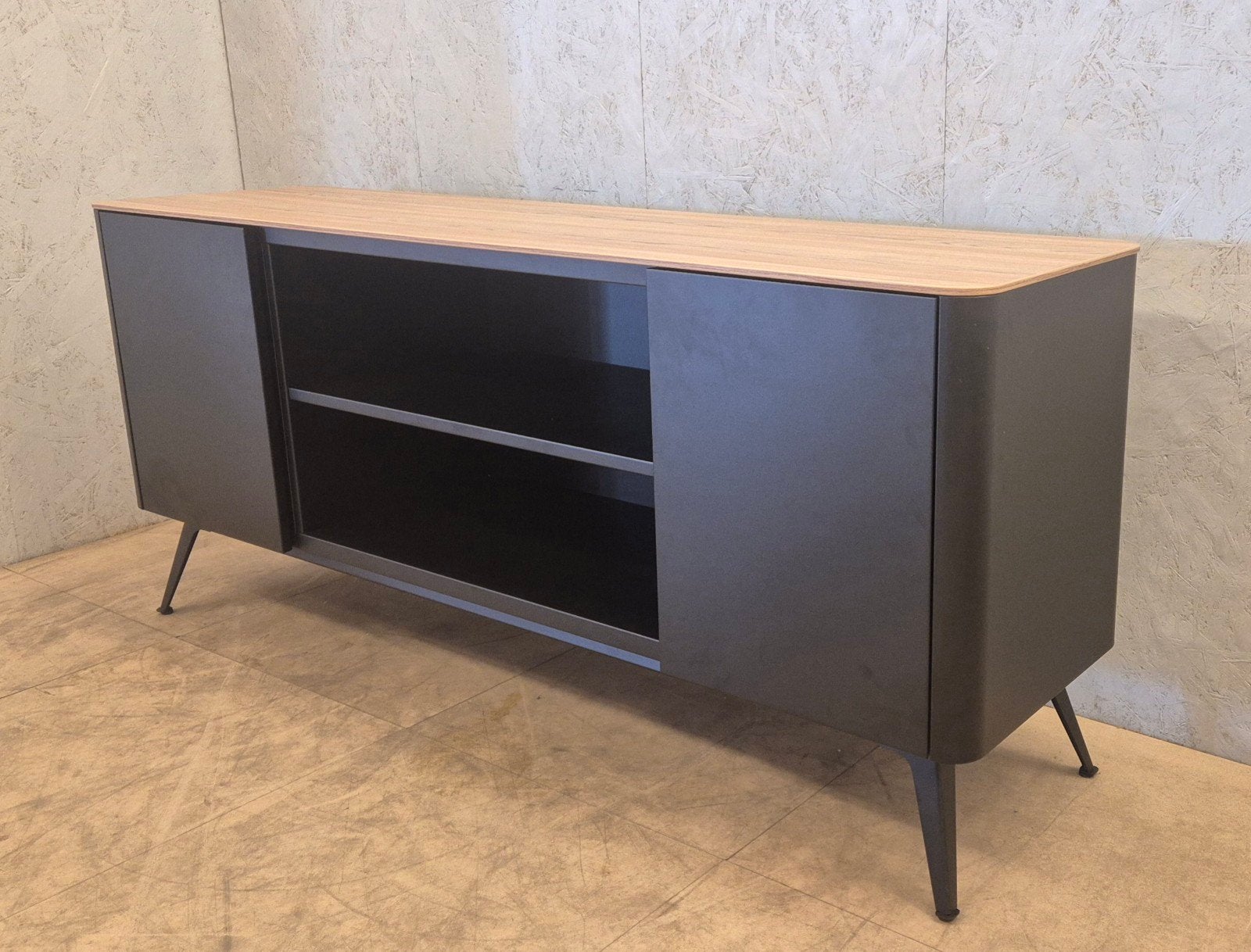 Voortman TABS Credenza dressoir zwart met houten blad, 150 tot 200 cm, Voortman, Zo goed als nieuw, Modern