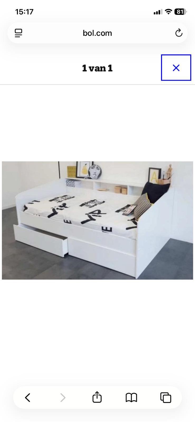 Bedbank Dream met lades, Eenpersoons, Wit, Ophalen of Verzenden, Zo goed als nieuw