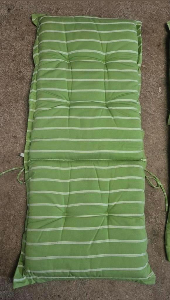 Set van 4 groene tuinstoelkussens, hoge rug, 120x48cm, Ophalen, Zo goed als nieuw