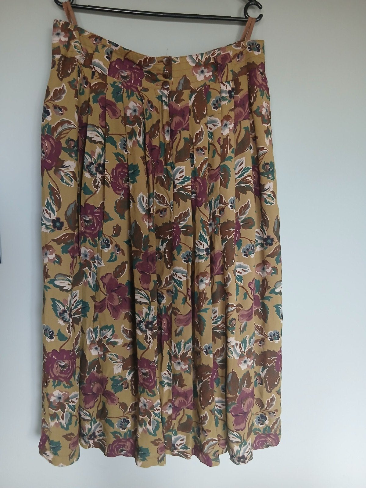 Vintage HIRSCH collections lange midi plooirok bloemen mt 42, Kleding | Dames, Rokken, Geel, Maat 42/44 (L), HIRSCH Collections