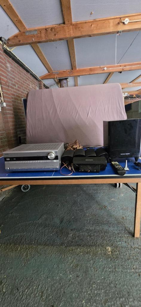 Onkyo versterker met Harman/Kardon 5.1 speakers en subwoofer, Audio, Tv en Foto, Versterkers en Receivers, Gebruikt, 5.1, Onkyo