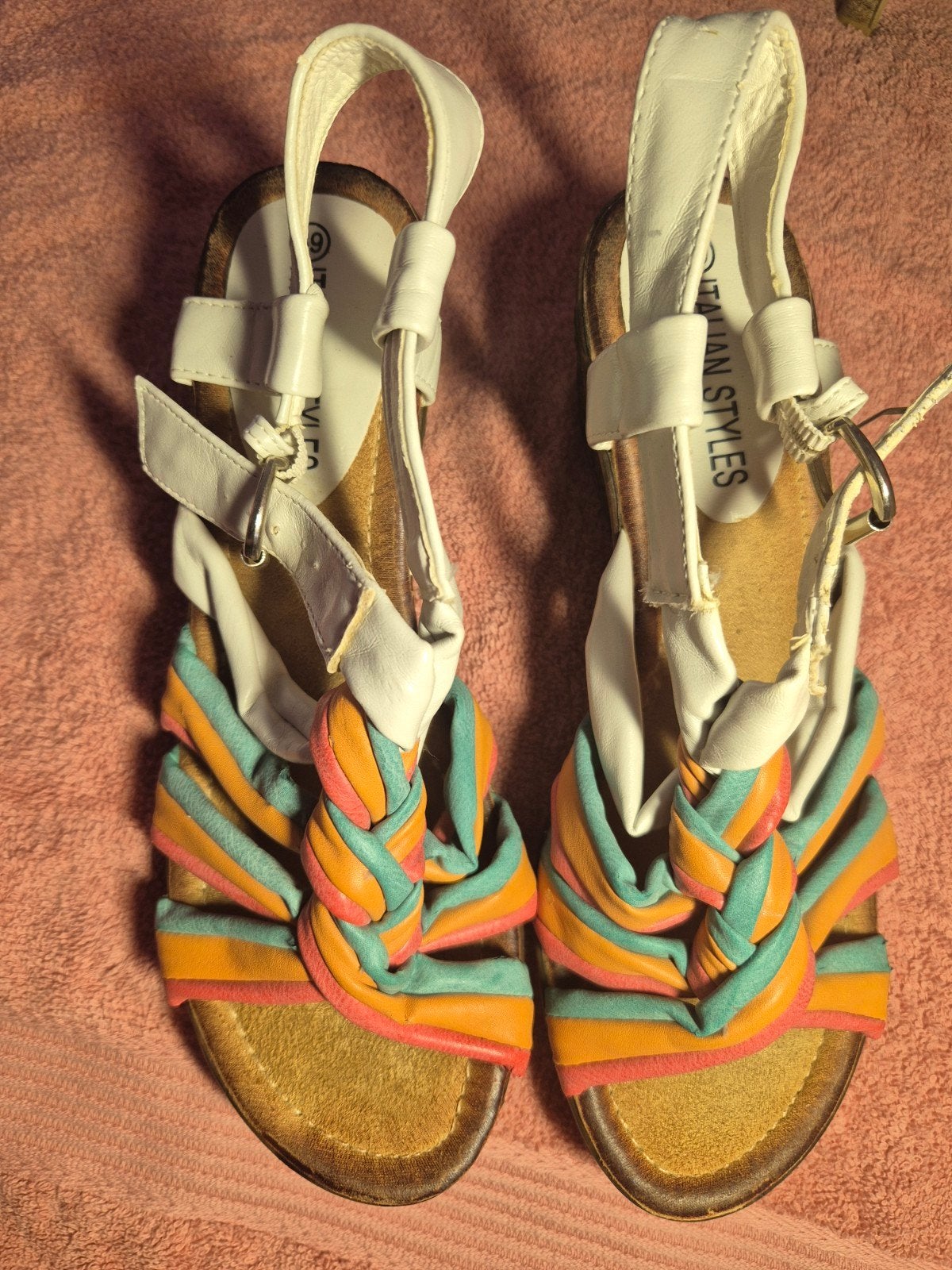 Kleurrijke Sandalen met Sleehak - Maat 39, Overige kleuren, Onbekend, Gedragen, Sandalen of Muiltjes