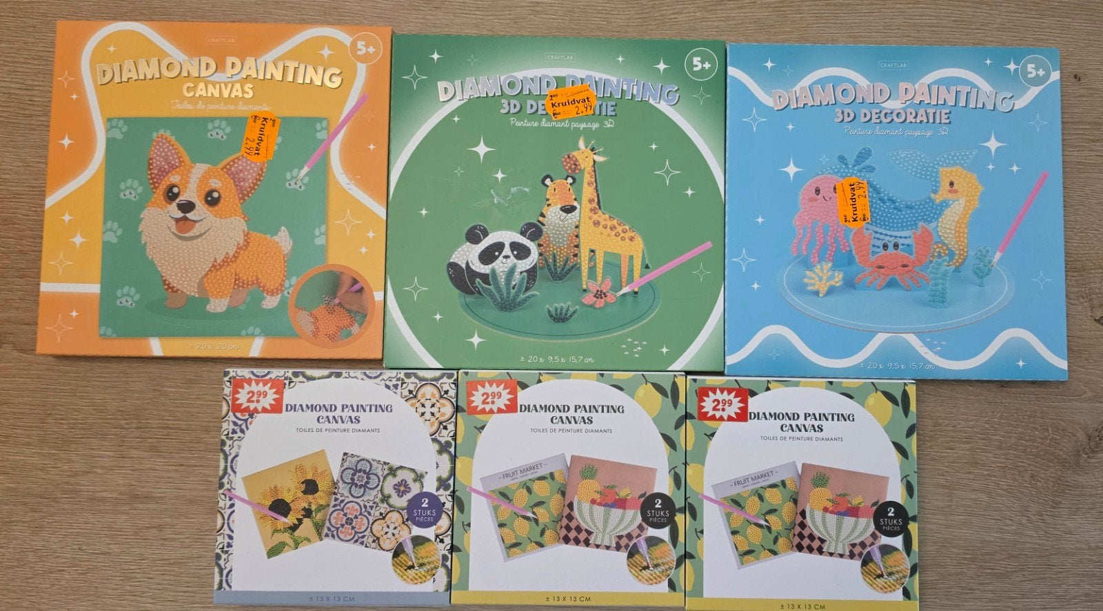 Diamond painting 5 stuks, Dieren, Nieuw, Ophalen of Verzenden, Kunststof