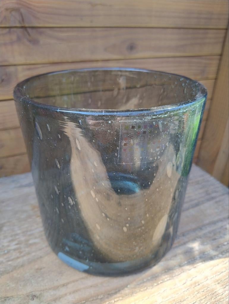 Fidrio Cilinder Grey Bubbles Vaas - Nieuw Mondgeblazen Glas, Overige kleuren, Nieuw, Ophalen of Verzenden, Glas