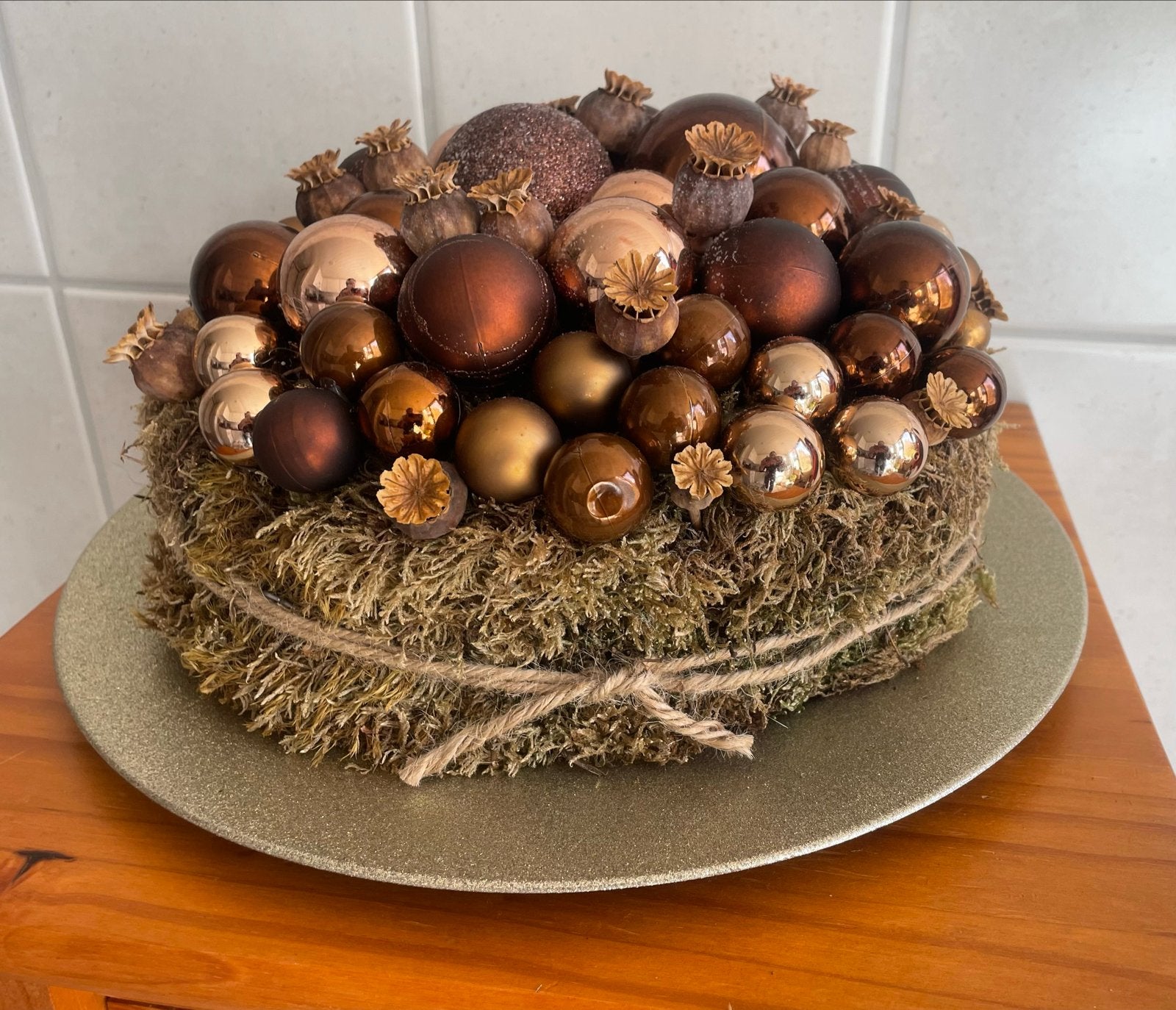 Kerstballentaart brons, Ophalen, Zo goed als nieuw