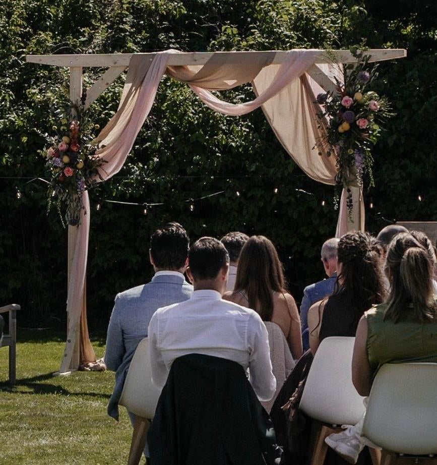 Vurenhouten Wedding Back-drop met Stof (3,0x1,0x2,5m), Ophalen, Zo goed als nieuw, Versiering, Geboorte of Huwelijk