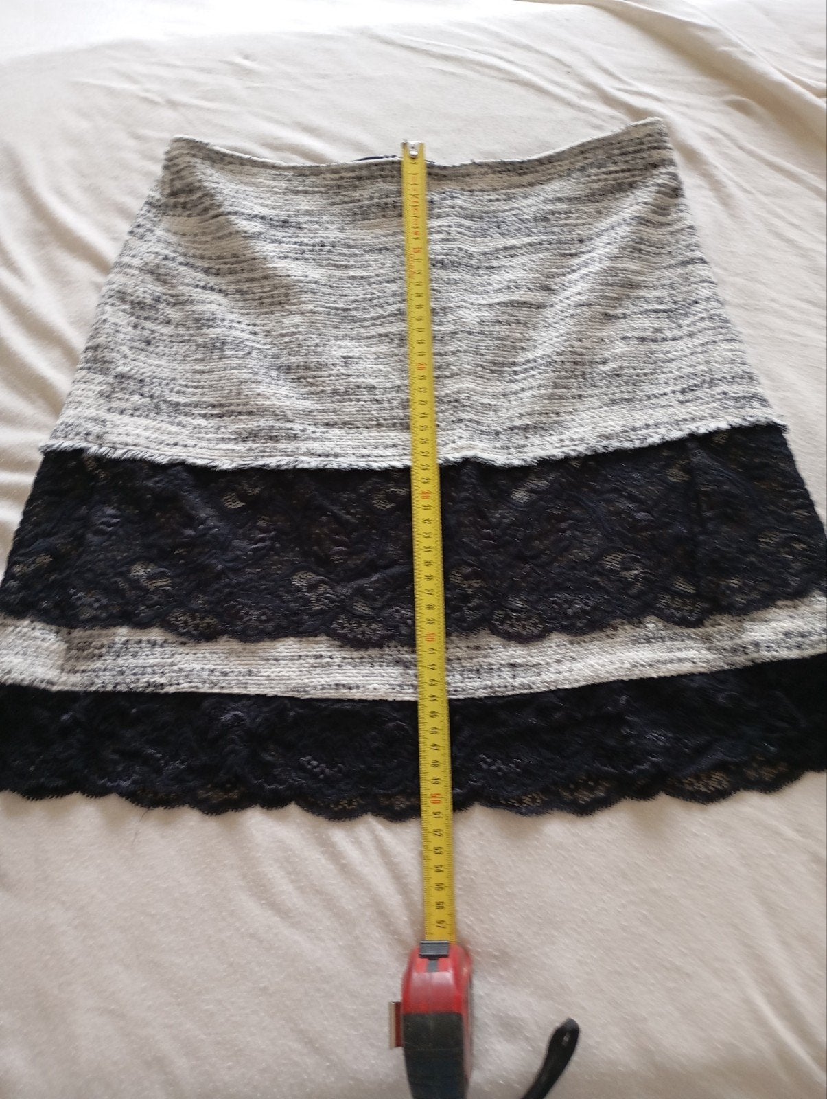 Taifun rok grijs met zwart kant, Kleding | Dames, Maat 38/40 (M), Verzenden, Zo goed als nieuw, Taifun