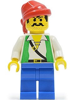 LEGO Pirates pi052 Pirate Green Vest, Blue Legs, Red Bandana, Gebruikt, Lego, Minifiguur, Pirates