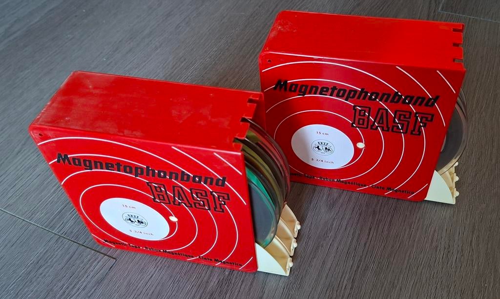 2 unieke BASF opbergdozen met bandrecorder banden, Ophalen of Verzenden