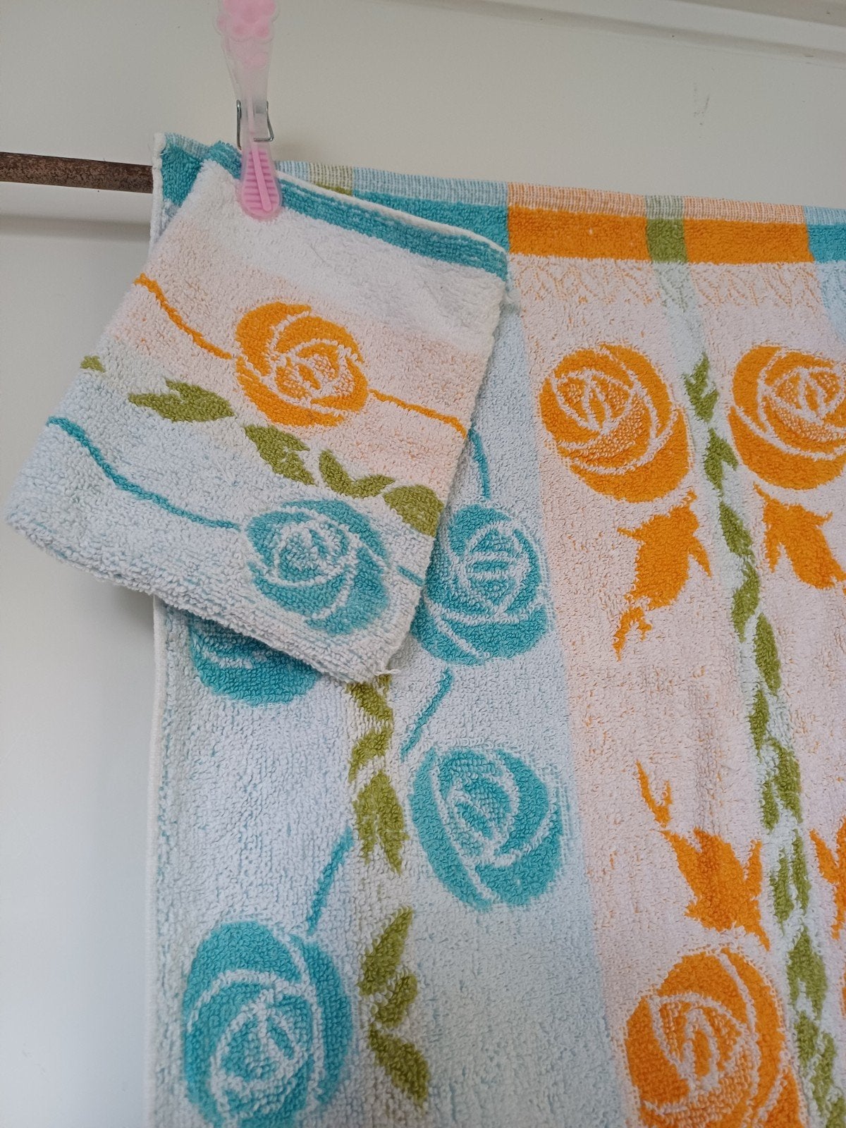 set handdoek en washandje retro, Ophalen of Verzenden, Zo goed als nieuw, Handdoek