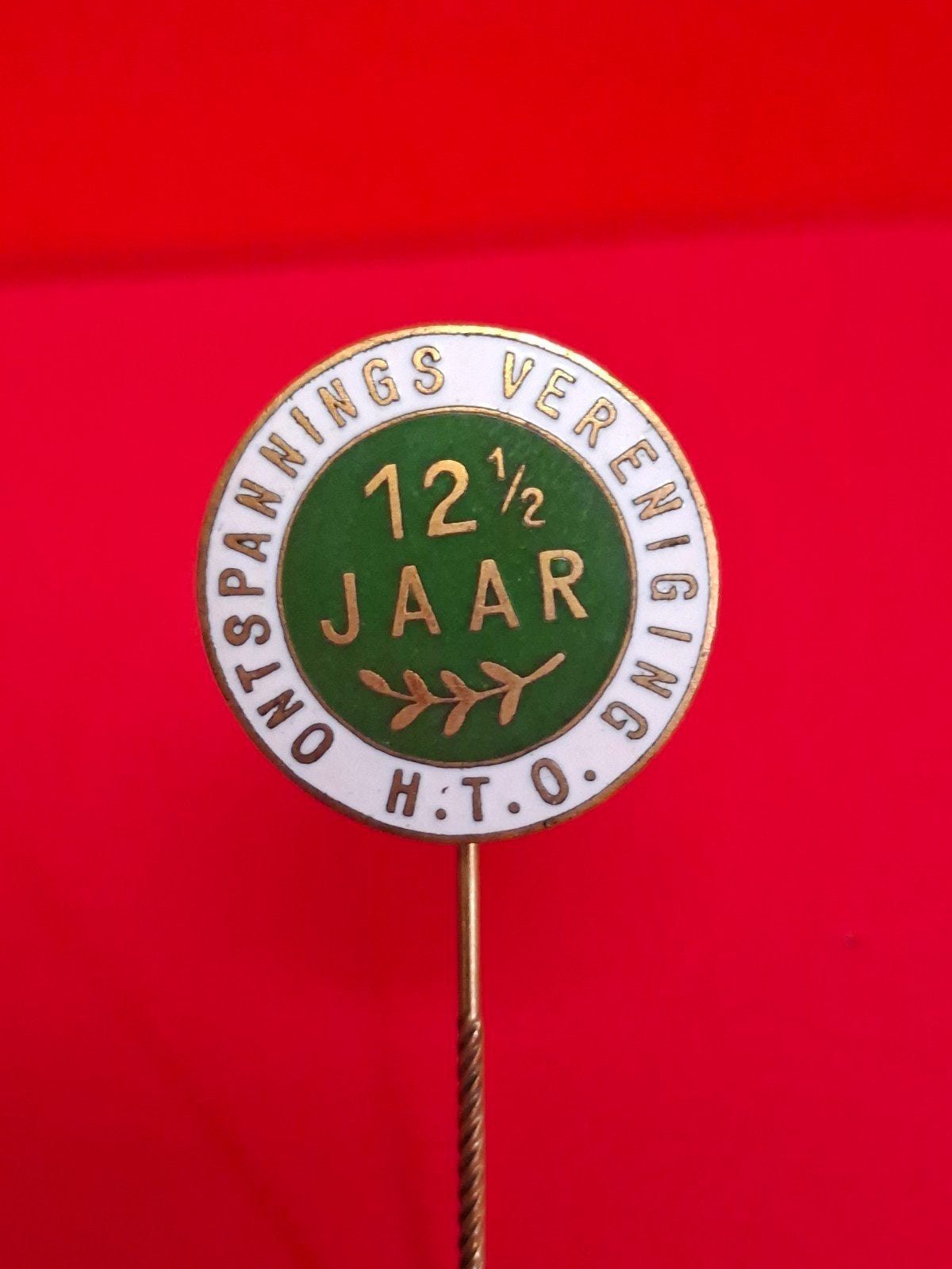 Emaille speld 12.5 jaar H.T.O., Ophalen of Verzenden, Gebruikt