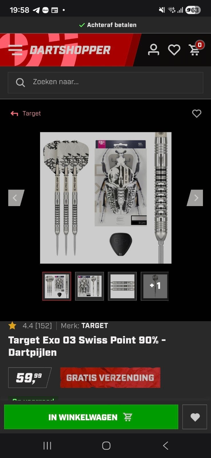 Target Exo 03 swisspoint dartpijlen  21 gram, Ophalen, Pijlen