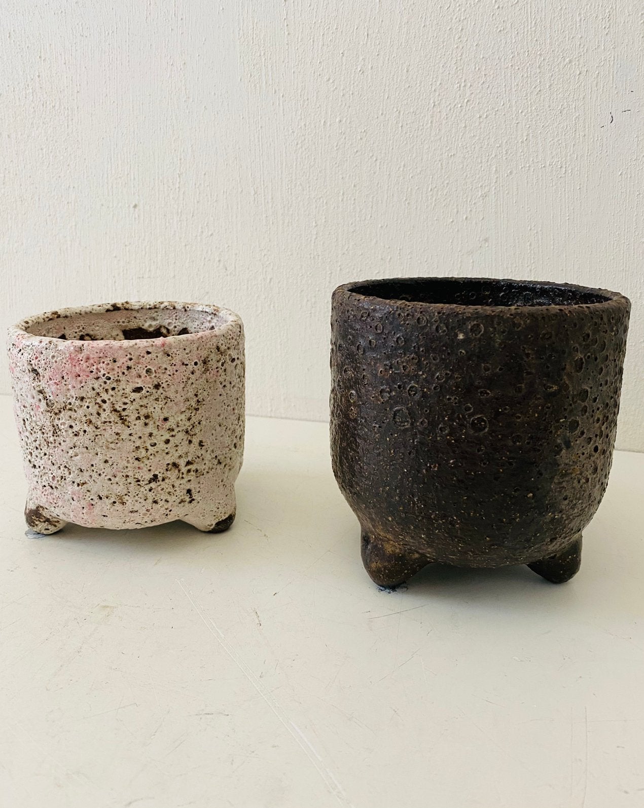 Keramiek set bloempotjes van Zaalberg , jaren 70