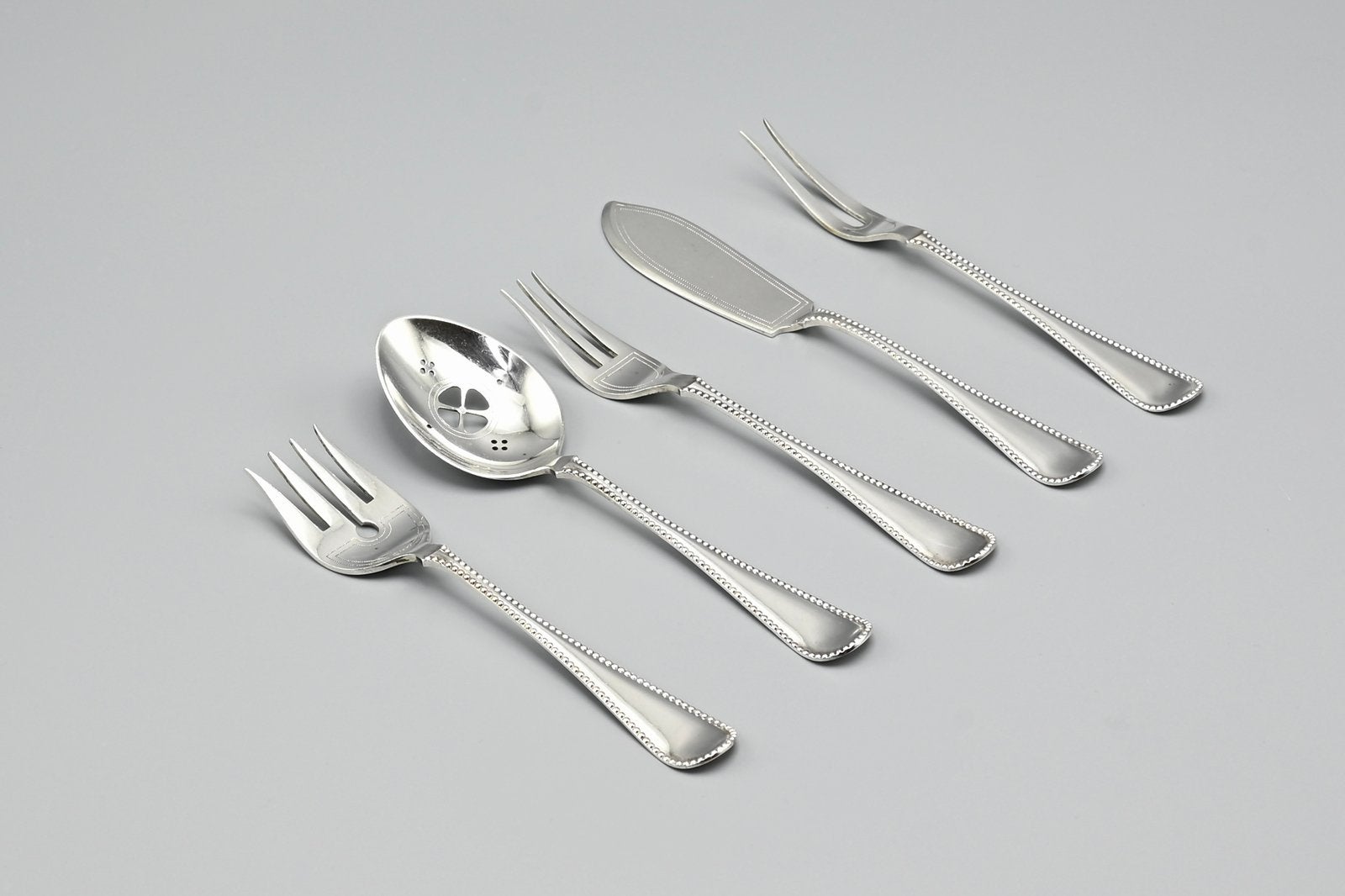 Zilveren borrelsetje, Parelrand, Van Kempen, Antiek en Kunst, Ophalen of Verzenden, Zilver