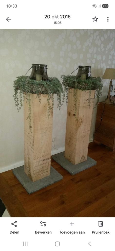 Houten pilaren 110 cm hoog, 25x25 cm, Huis en Inrichting, Woonaccessoires | Zuilen en Pilaren, Ophalen