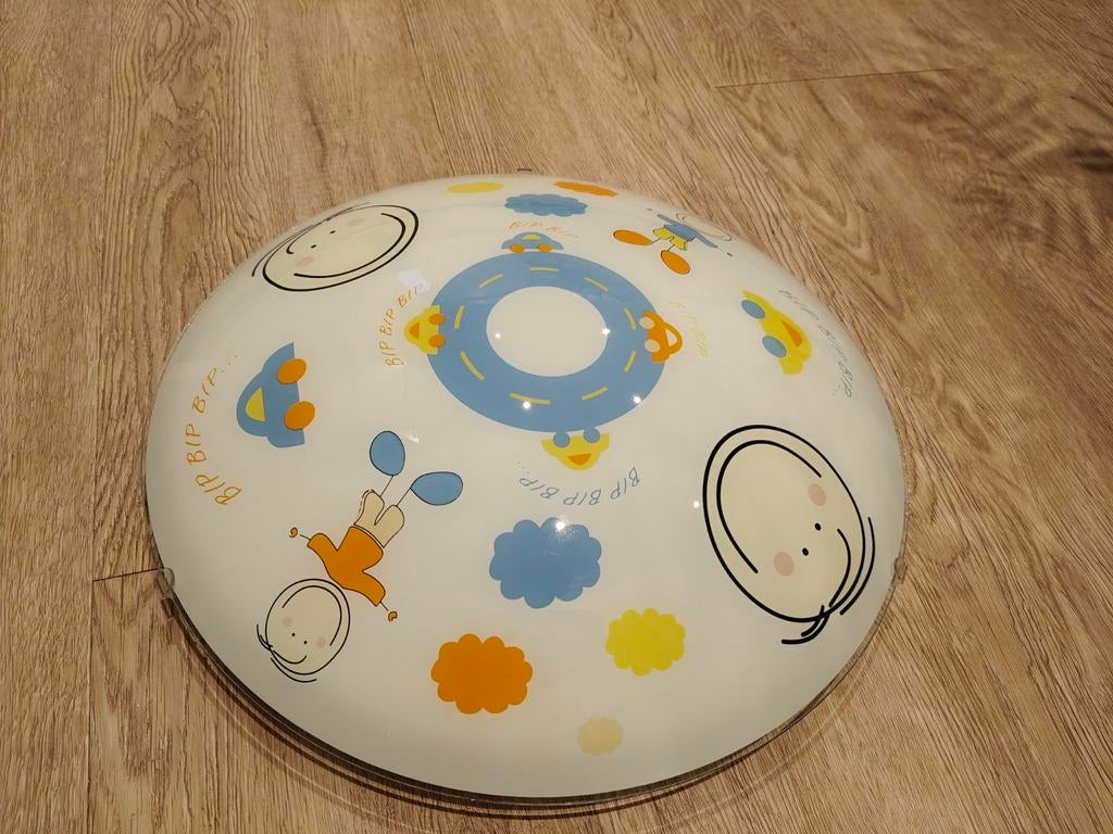Plafondlamp kinderkamer met vrolijke print, Ophalen, Gebruikt, Glas