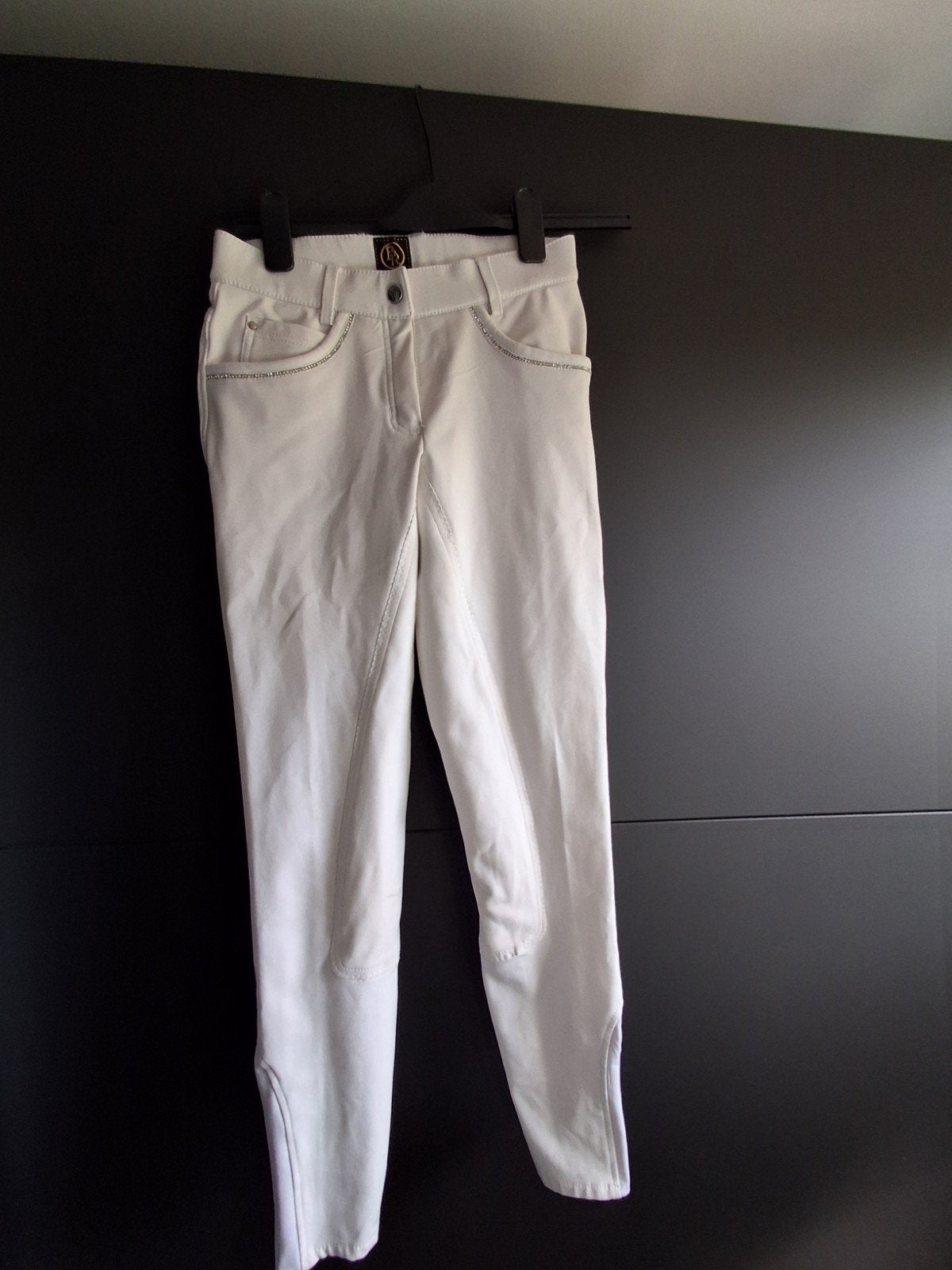 Witte BR rijbroek met strass details - Maat 34 (XS), Kleding | Dames, BR, Wit, Ophalen of Verzenden, Zo goed als nieuw