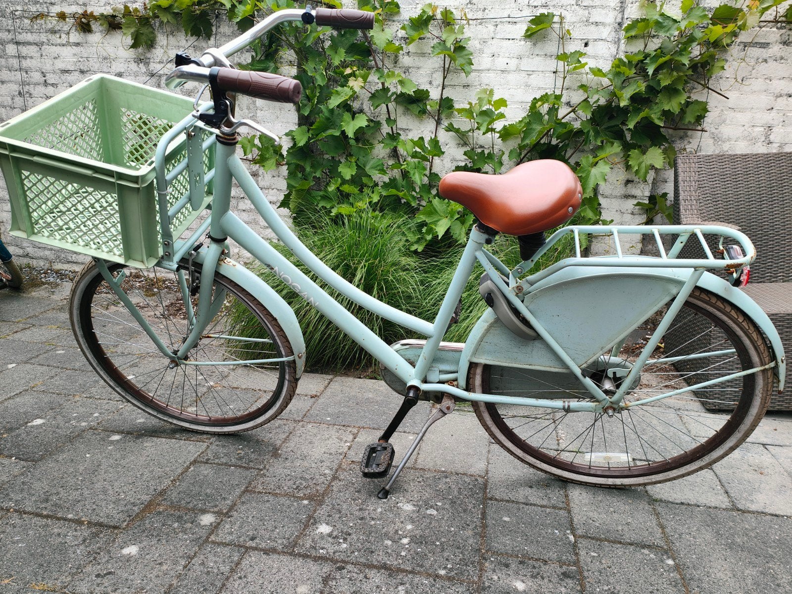 Lichtblauwe meidenfiets met krat, Fietsen en Brommers, Velgrem, 50 tot 53 cm, Ophalen, Overige merken