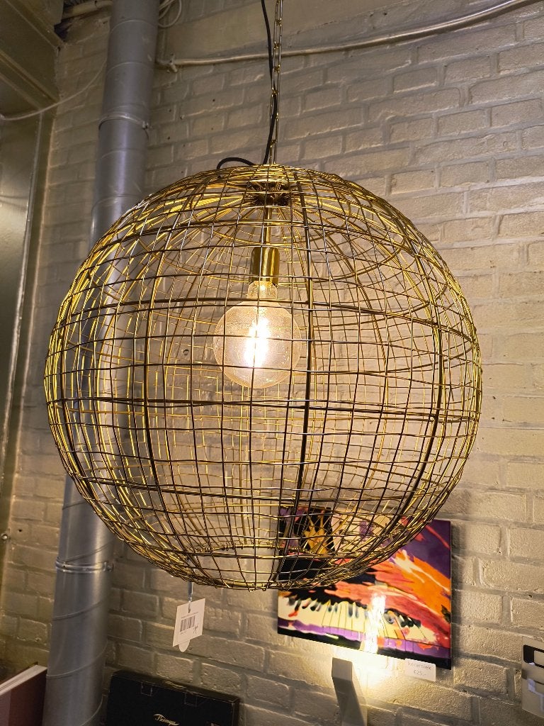 Bol lamp goud, Ophalen of Verzenden, Zo goed als nieuw, Metaal, E27 (groot)