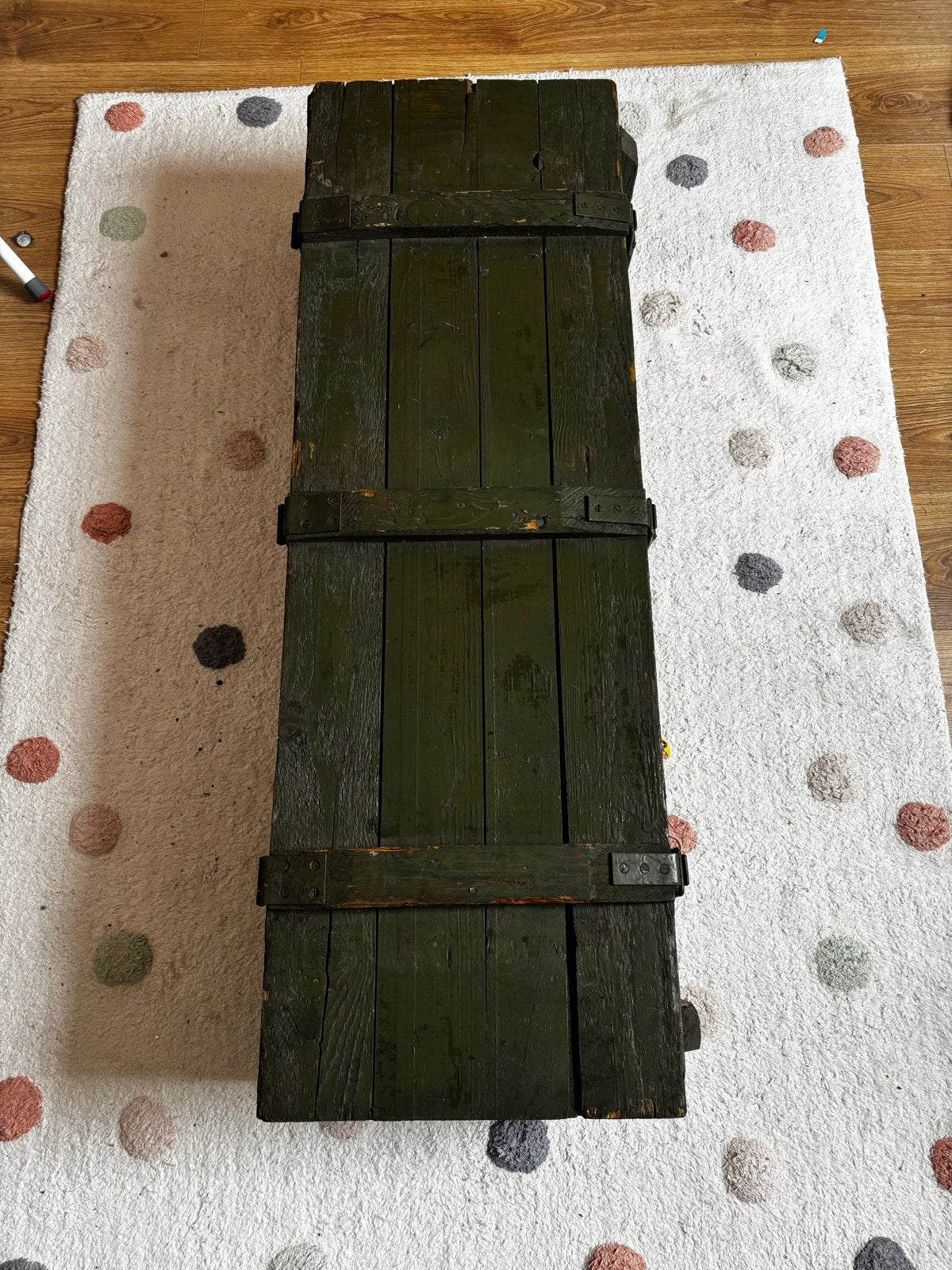 Vintage houten kist - Militair groen, Huis en Inrichting, Woonaccessoires | Kisten, Ophalen, Minder dan 50 cm, Gebruikt, 100 tot 150 cm