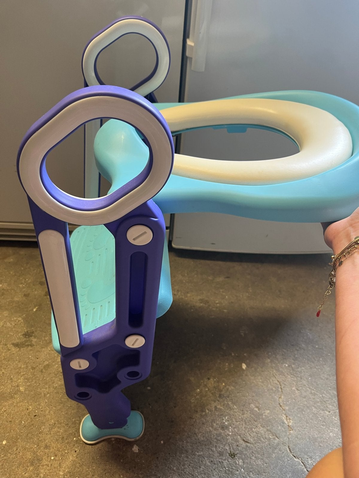 Kinder toilet trainer met trapje - blauw/paars, Kinderen en Baby's, Ophalen, Gebruikt