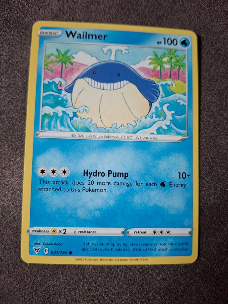 Wailmer Pokémon Kaart D 031/185 - Zo goed als nieuw, Ophalen of Verzenden, Zo goed als nieuw, Losse kaart