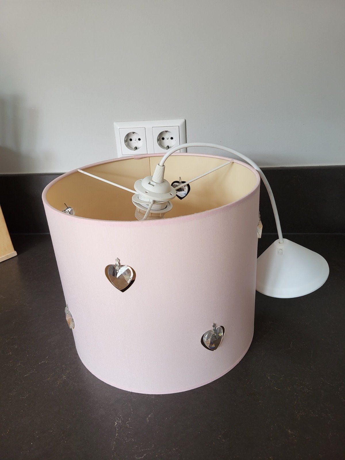 Roze hartjes lampenkap, Ophalen, Rond, Minder dan 25 cm