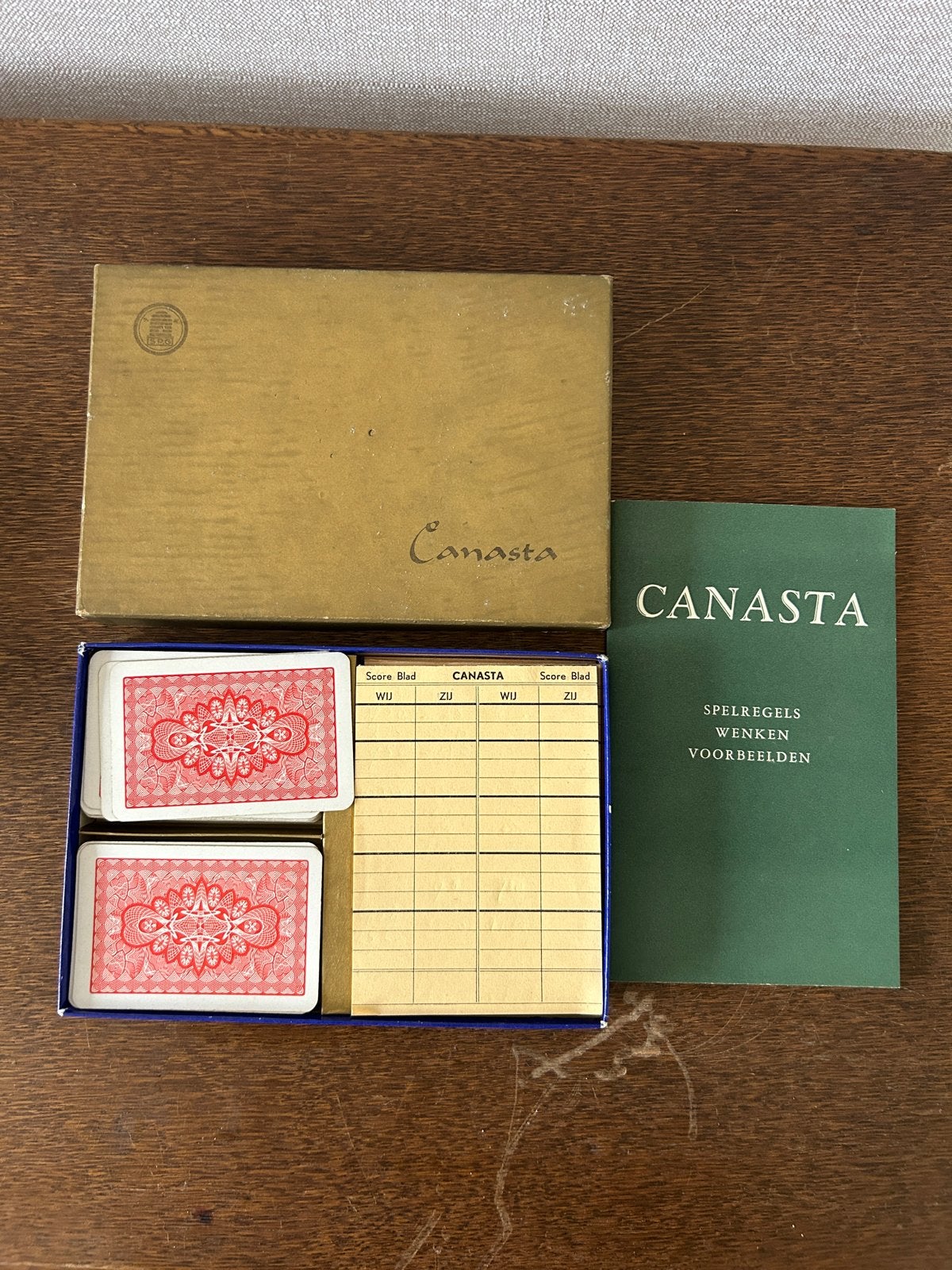 Retro Canasta Bridge Spel met Scoreblok en Kaarten, Hobby en Vrije tijd, Drie of vier spelers, Ophalen of Verzenden, Gebruikt