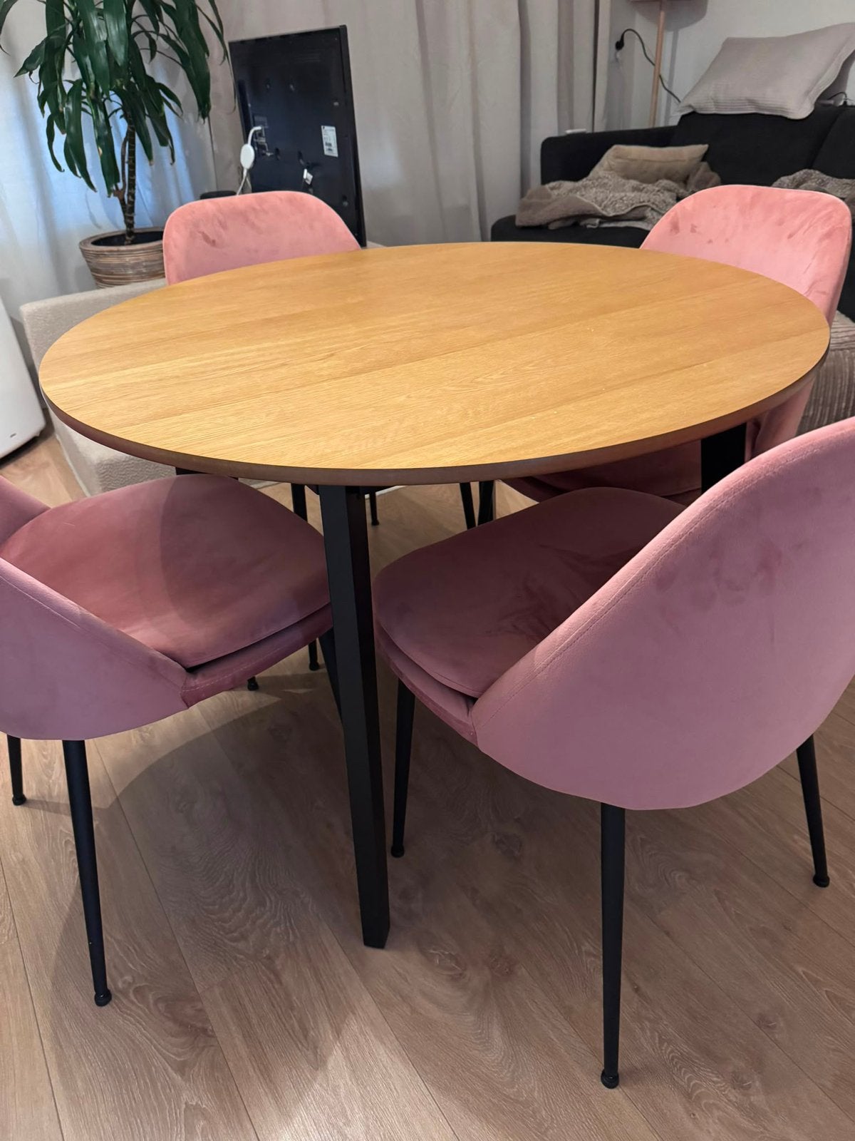 Tafel met 4 stoelen, Huis en Inrichting, Tafels | Eettafels, Ophalen, 100 tot 150 cm, Rond, Zo goed als nieuw