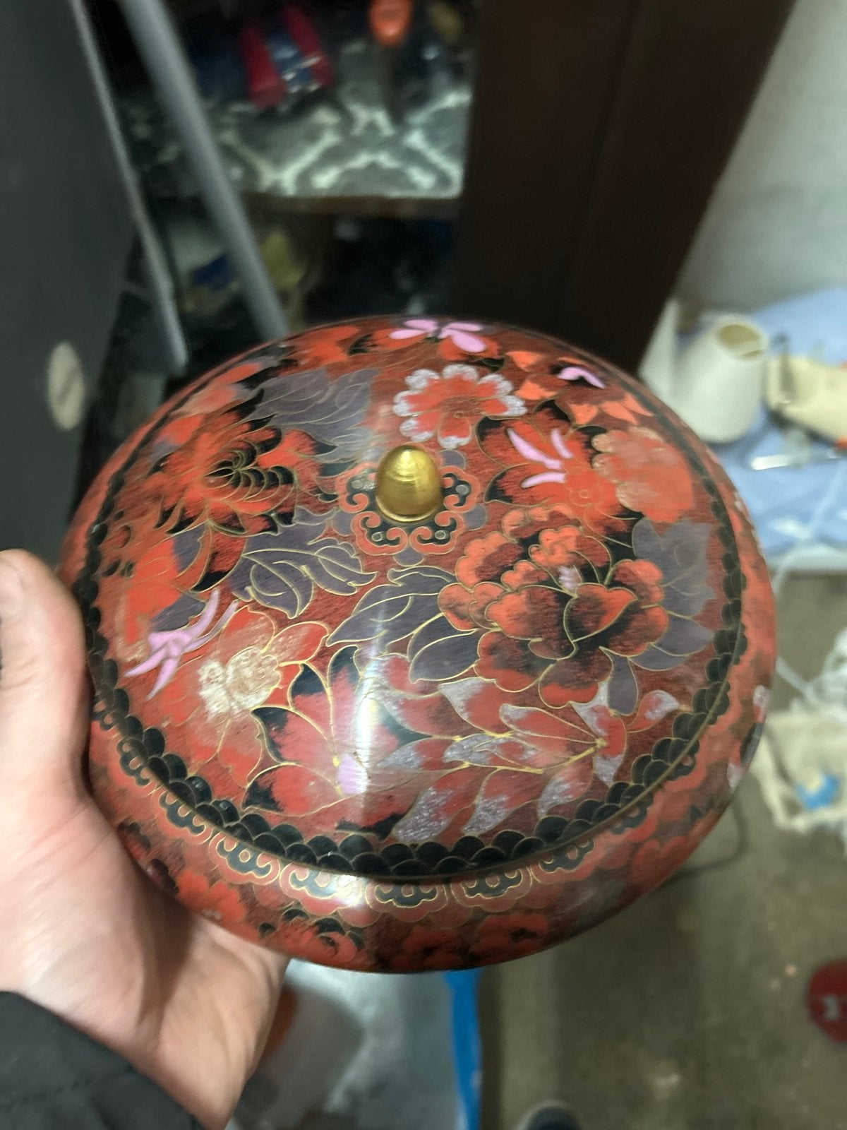 Antieke Chinese Cloisonné Doos met Bloemmotief, Antiek en Kunst, Ophalen of Verzenden