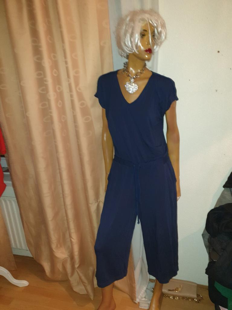 peter hahn nieuwe jumpsuit 40 met V-hals en korte mouwen, Maat 38/40 (M), Blauw, Nieuw, Ophalen of Verzenden