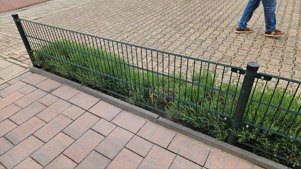 Hekwerk groen 10 meter, 60cm hoog met 4 palen van 140cm, Tuin en Terras, Tuinhekken en Hekwerk, Ophalen, Gebruikt, IJzer, Dubbelstaafmat hekwerk