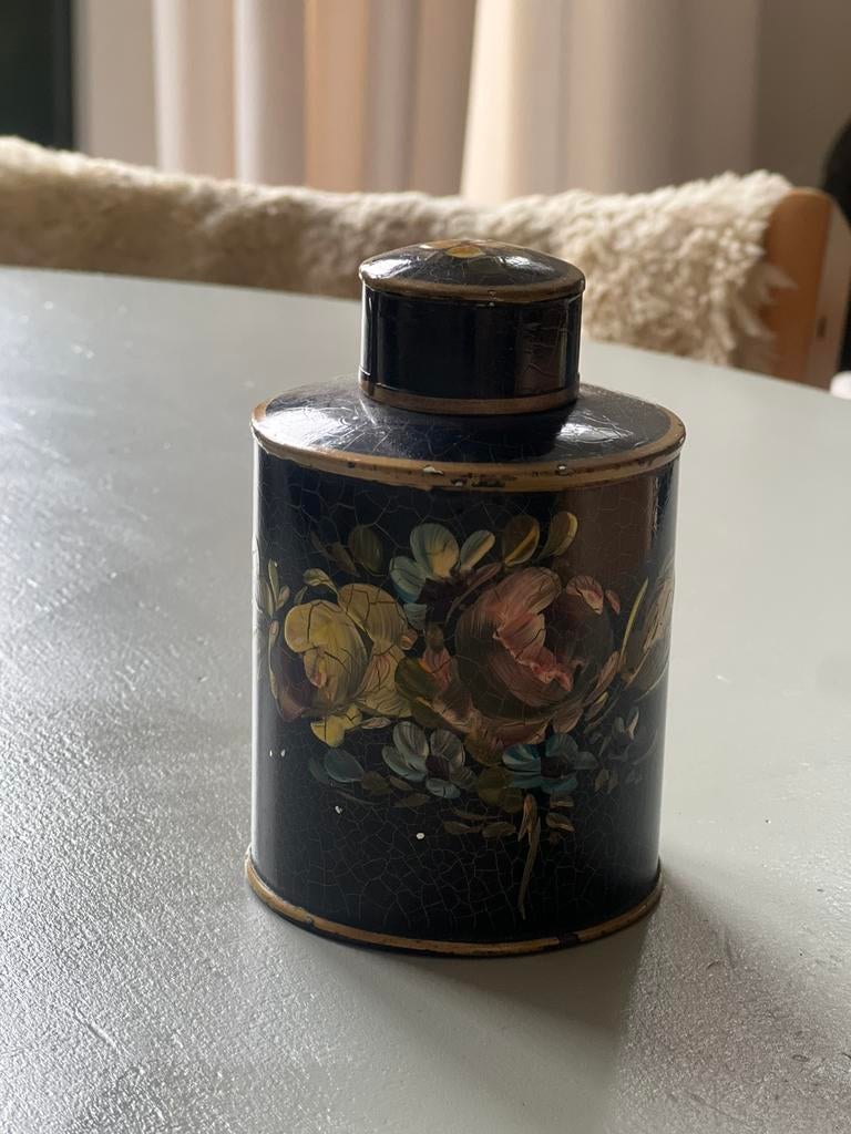 Oud potje metaal met de hand geverfd, Antiek en Kunst, Ophalen of Verzenden