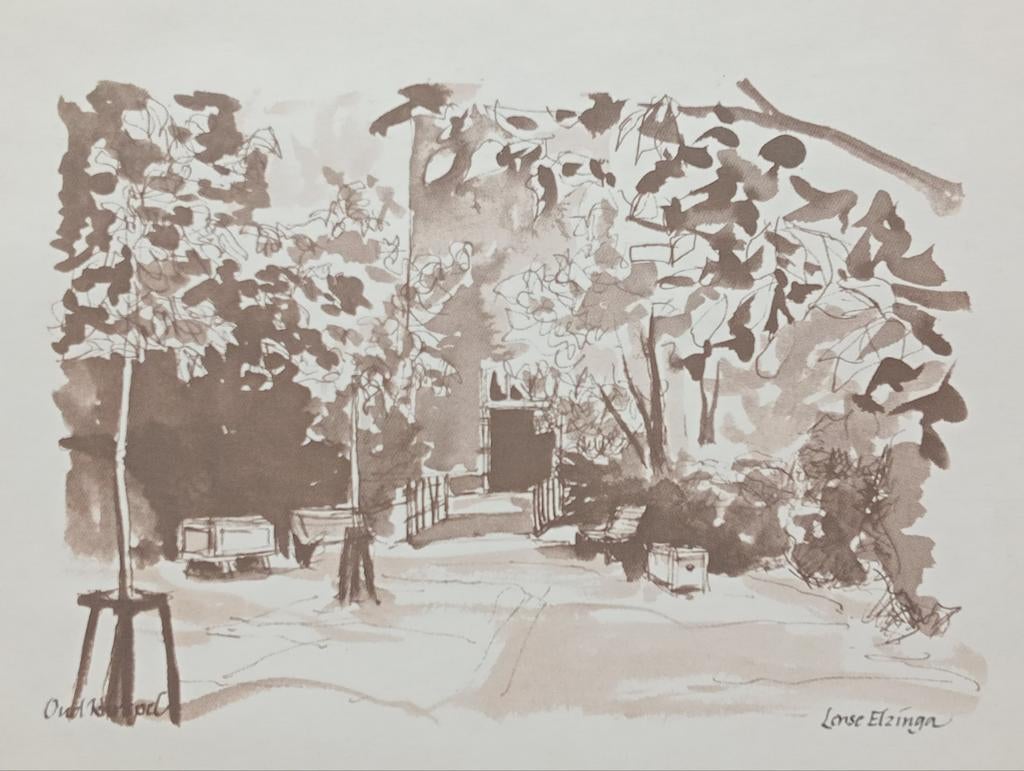 Oud Karspel offset prent, Antiek en Kunst, Ophalen of Verzenden