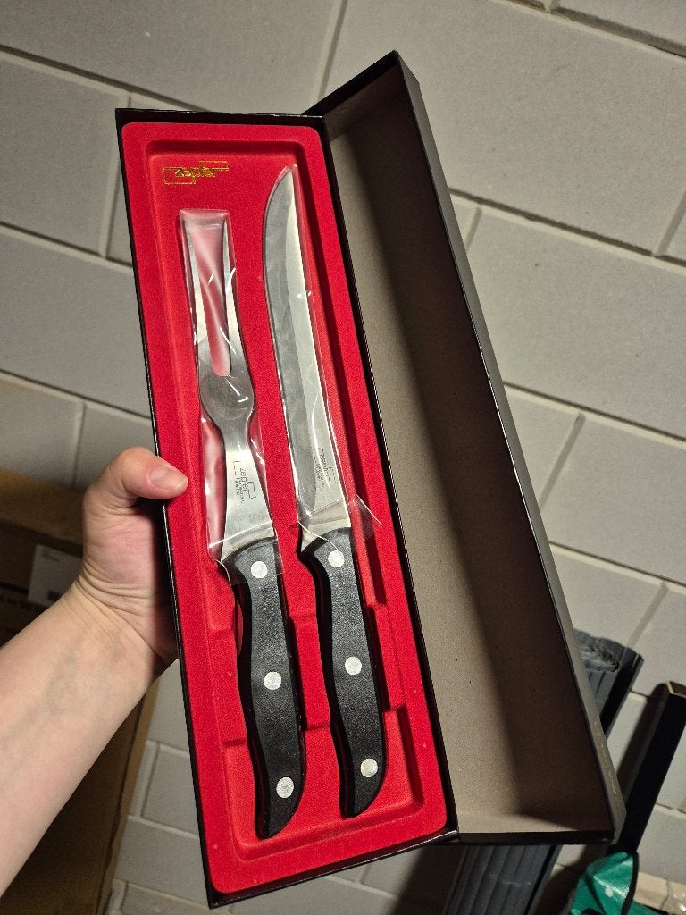 Zepter carving knife and fork set, Ophalen of Verzenden, Nieuw, Rvs of Chroom, Bestekset