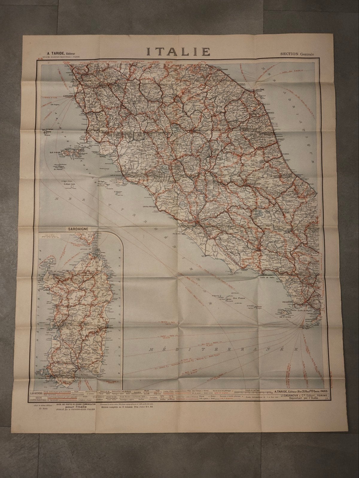 oude kaart van Italië 96x75, 1800 tot 2000, A Taride, Italië, Ophalen of Verzenden