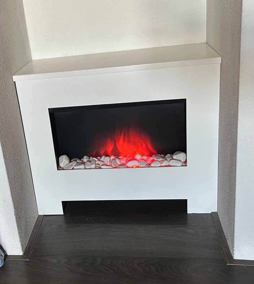 Gezellige elektrische openhaard met ombouw, Huis en Inrichting, Haarden, Ophalen, Gebruikt, Vrijstaande haard, Elektrische haard
