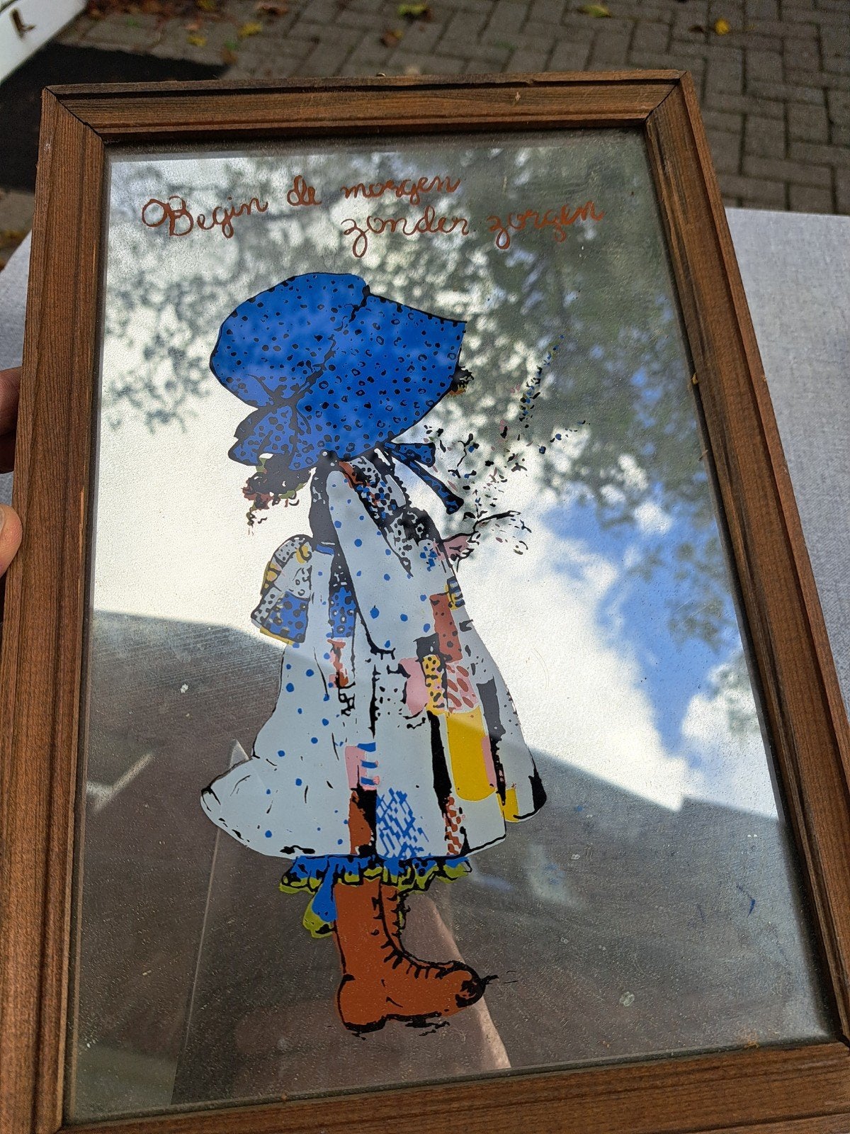 vintage spiegeltje, Antiek en Kunst, Ophalen of Verzenden, Rond, Minder dan 50 cm