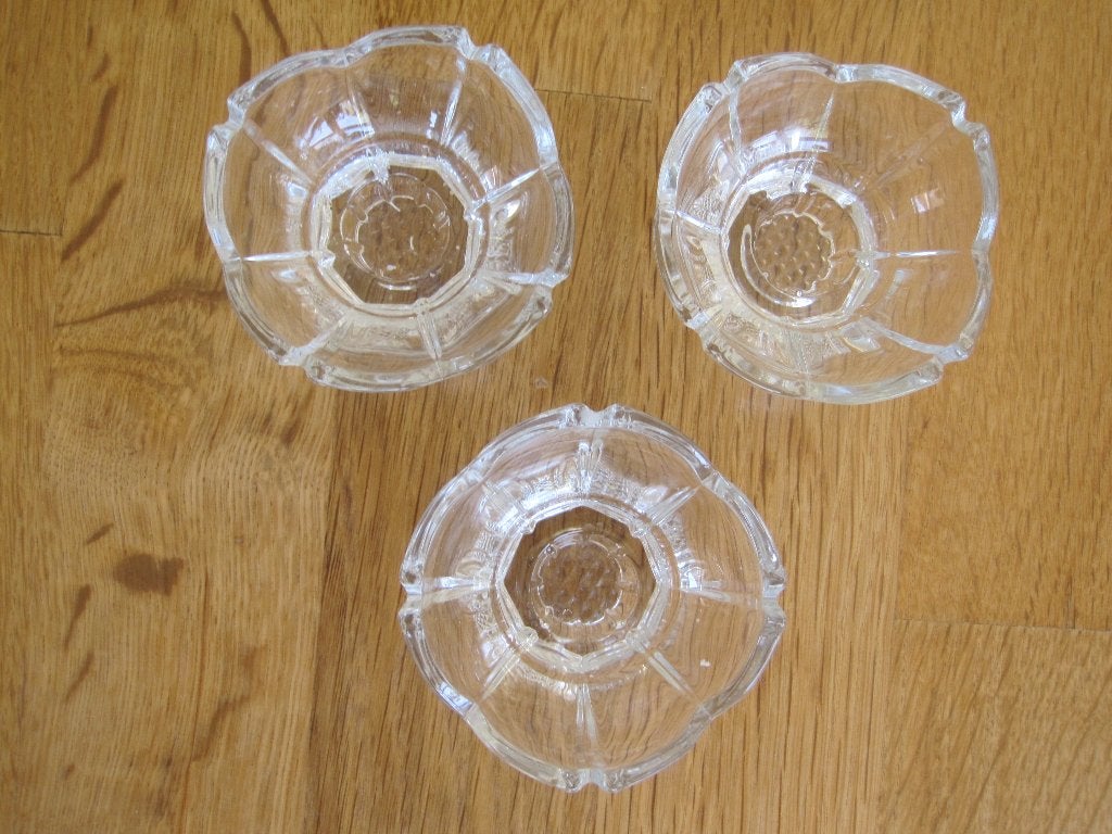 Set van 3 glazen kandelaars / sfeerlichtjes, Antiek en Kunst, Curiosa en Brocante, Ophalen of Verzenden