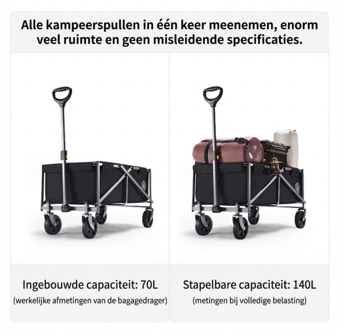Opvouwbare Kampeerwagen - 70L Capaciteit - Nieuw in doos, Caravans en Kamperen, Bolderkarren, Ophalen of Verzenden, Opvouwbaar