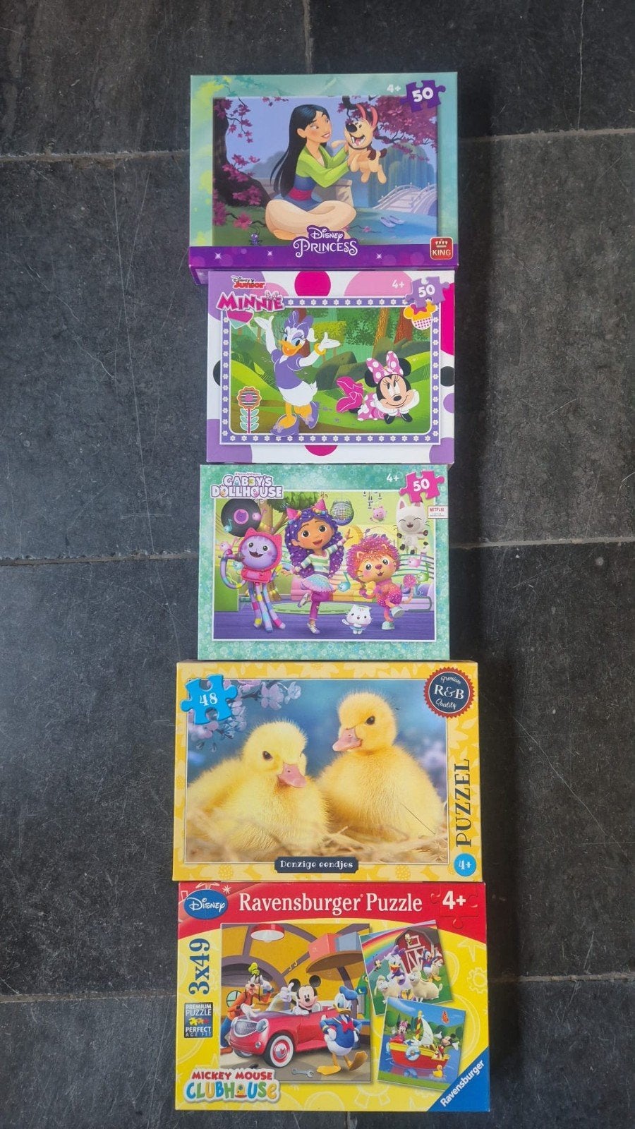 5 Disney en andere kinderpuzzels (4+ jaar), Ophalen of Verzenden, 10 tot 50 stukjes, Gebruikt, 4 tot 6 jaar